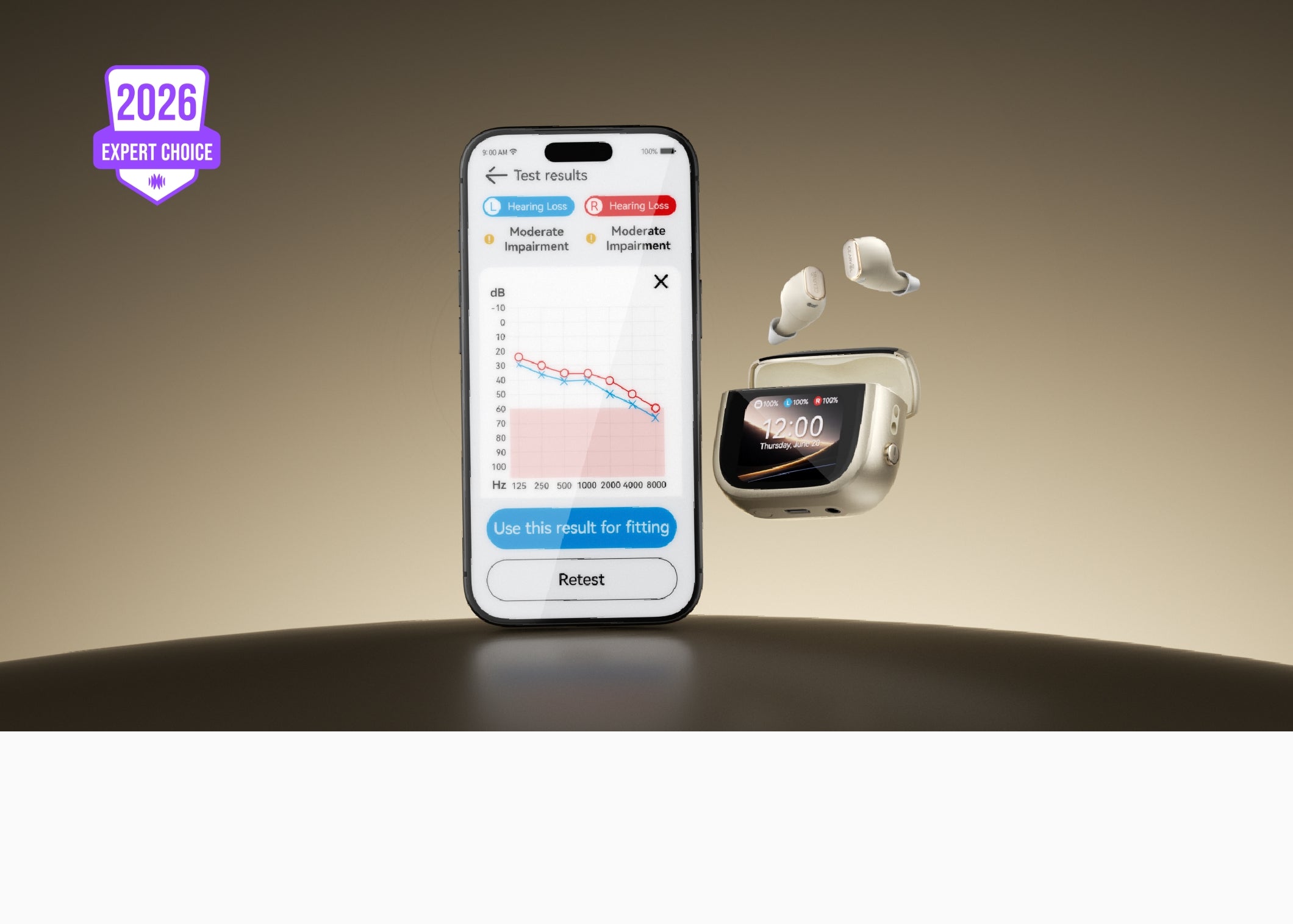 Cearvol Wave Midnight | Smart OTC Hearing Aid with Touchscreen