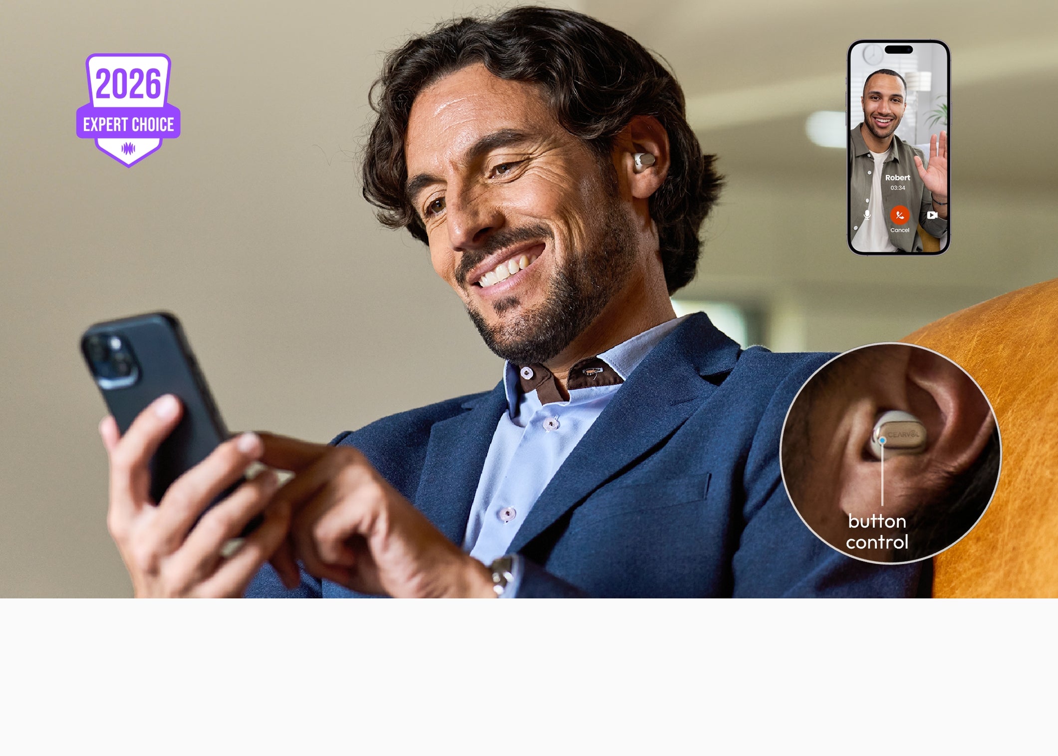 Cearvol Wave Midnight | Smart OTC Hearing Aid with Touchscreen